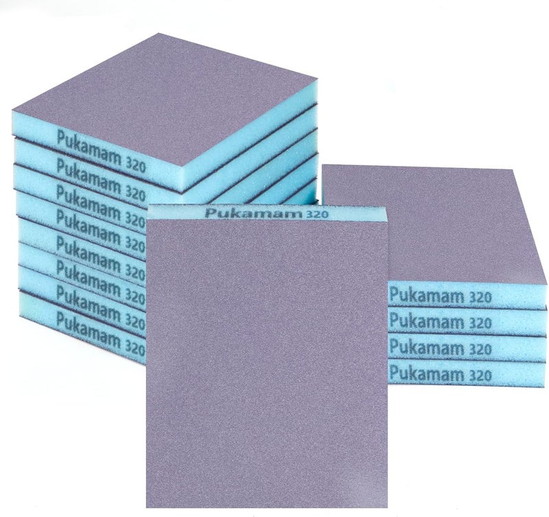 Pukamam 12 Pack Sanding Sponge, Washable and Reusable Sanding Blocks 320 Grit Wet Dry Sand Paper for Wood Drywall Metal Furniture - Image 1